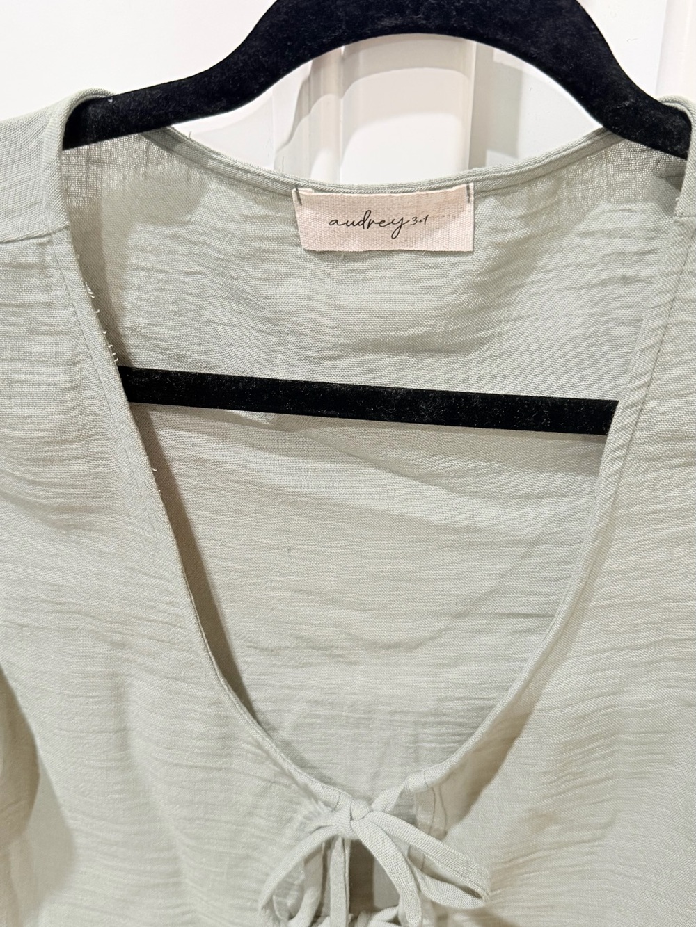 New Y2K Light Sage Tie-Front Crop Top - Women - Picture 3 of 4